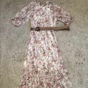 NWT ELLISON Maxi Dress with Brown Belt size small
